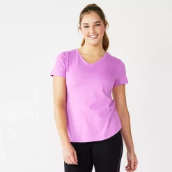 Women's Tek Gear® Essential Short Sleeve Graphic Tee -Tek Gear store 2631893 Purple Floral Stripe