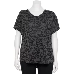 Plus Size Tek Gear® Essential Short Sleeve V-Neck Tee -Tek Gear store 3112953 Black Burnout