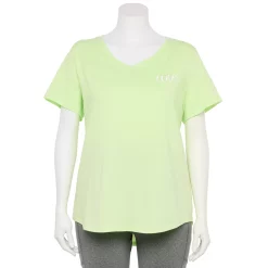 Plus Size Tek Gear® Essential Short Sleeve V-Neck Tee -Tek Gear store 3112953 Green Love