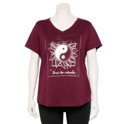 Plus Size Tek Gear® Essential Short Sleeve V-Neck Tee -Tek Gear store 3112953 Sangria Flower