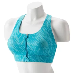 Tek Gear® Zip-Front Medium-Impact Sports Bra -Tek Gear store 4657353 Blue Print