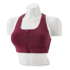 Tek Gear® Zip-Front Medium-Impact Sports Bra -Tek Gear store 4657353 Night Sangria