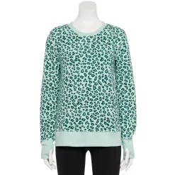 Women's Tek Gear® Ultrasoft Fleece Sweatshirt -Tek Gear store 5011252 Green Leopard 1