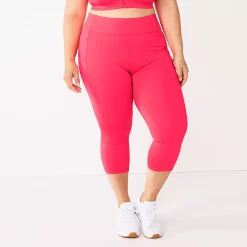 Plus Size Tek Gear® Pocket High-Waisted Capri Leggings -Tek Gear store 5182885 Fanatic Pink