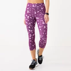 Women's Tek Gear® Core High-Waisted Capri Leggings -Tek Gear store 5234821 Purple Spots