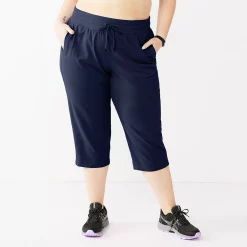 Plus Size Tek Gear® Essential Straight-Leg Capris -Tek Gear store 5242843 Navy Romance