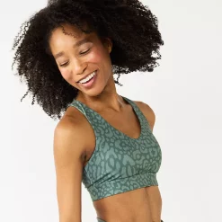 Tek Gear® Core Medium-Impact V-Neck Sports Bra -Tek Gear store 5256799 Green Leopard