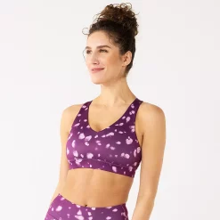 Tek Gear® Core Medium-Impact V-Neck Sports Bra -Tek Gear store 5256799 Purple Spots
