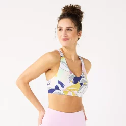 Tek Gear® Core Medium-Impact V-Neck Sports Bra -Tek Gear store 5256799 White Sketched Floral