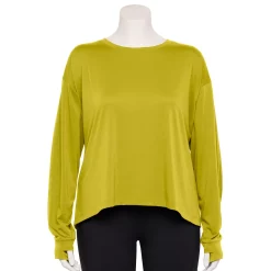 Plus Size Tek Gear® Crewneck Crop Tee -Tek Gear store 5567897 Lime Verbena