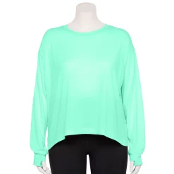 Plus Size Tek Gear® Crewneck Crop Tee -Tek Gear store 5567897 Shy Green