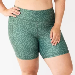 Plus Size Tek Gear® Ultrastretch 7-in. Bike Shorts -Tek Gear store 5663392 Green Leopard