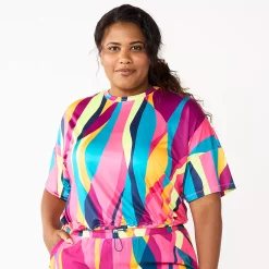 Plus Size Tek Gear® Keyhole-Back Crop Top -Tek Gear store 5667328 Pink Abstract