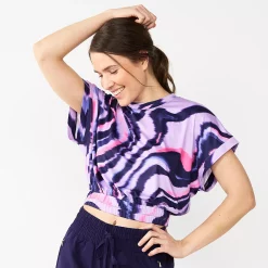 Women's Tek Gear® Batwing Crop Top -Tek Gear store 5942076 Purple Stripe