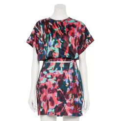 Women's Tek Gear® Batwing Crop Top -Tek Gear store 5942076 Teal Spotted Abstract